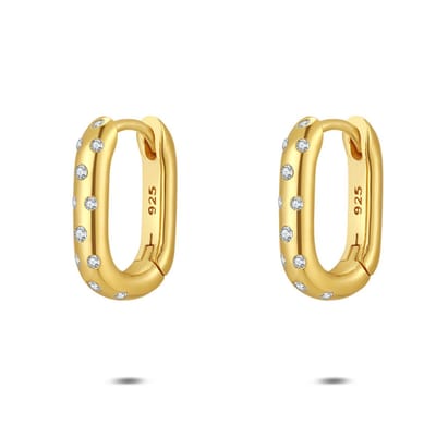 Twice As Nice Oorbel in zilver, met zirkonia Goudkleurig