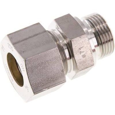 G 1'' Buitendraad x 25S RVS Rechte Knelfitting met FKM Afdichting 400 Bar DIN 2353 - FL2S-MO-STFP-100G-25-S