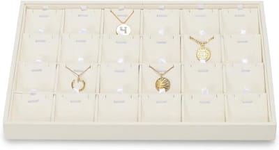 Beige Sieraden Opbergdoos met 24 Vakken voor Oorbellen en Kettingen