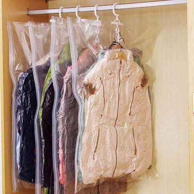 Hangende Vacuüm Compressiezak met Zijdelingse Trekhaak Kledinghaak Hangende Kledingopberg- en Afwerkingszak Kleding Stofhoes