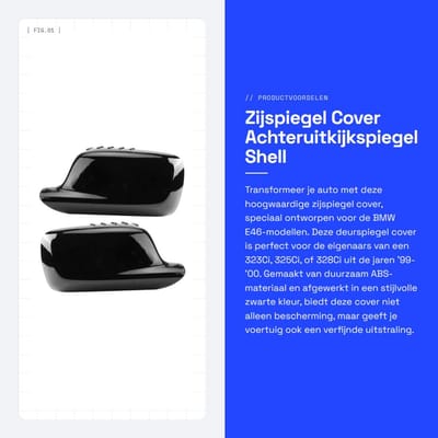 Dailygoods- Zijspiegel Cover Gloednieuw - Deurspiegel Cover - ABS - Geschikt voor E46/E65 - Onderdeelnummer 51167074236 - Zwart - Geribbelde Stijl - Spiegelhoes