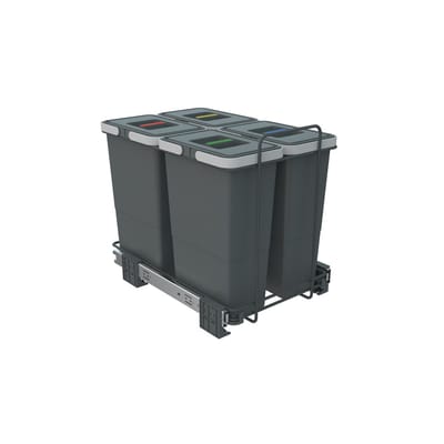 ECOFIL afvalbak 8+8+8L met deksel; volledig uittrekbaar; Bodembevestiging vanaf kastbreedte 40cm