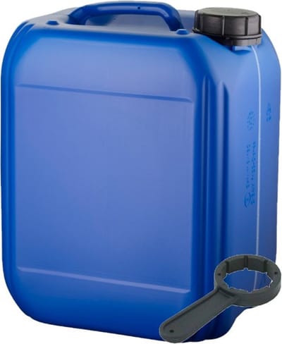 Jerrycan 10 Liter blauw met zichtstreep | met sleutel | geschikt voor water | UN gekeurd | benzine | handig stapelbaar | food grade | inclusief dop | totaal te legen | noodpakket