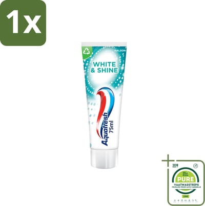 1 x Aquafresh White & Shine - Whitening Tandpasta - 75 ml - Tandpasta - Whitening - Glans - Vlekken - Tanden Bleken