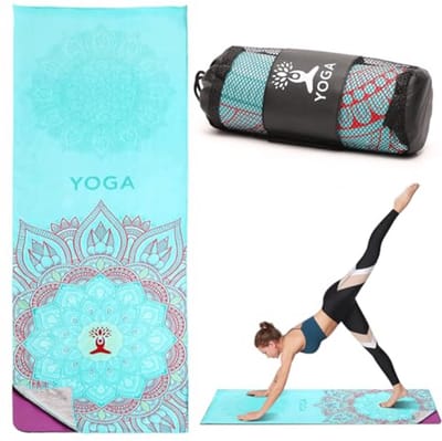 Antislip Yoga Handdoek - Sneldrogend Microvezel Sporthanddoek 185 x 65 cm voor Pilates, Hot Yoga en Fitness