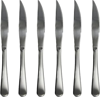 Steakmessen - 6 Stuks - RVS - Vaatwasserbestendig - Steak bestek - Messenset - Vleesmessen - 23 cm - RVS