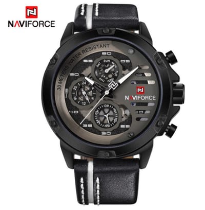 Naviforce Horloge Ø 47 mm - Zwart/Wit - Inclusief horlogedoosje
