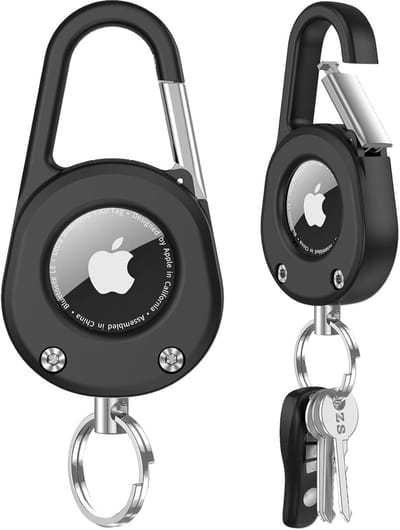 hoes voor Apple Airtag [Anti-verlies sleutelring] Harde PC beschermhoes met sleutelhanger, transparant aan beide zijden, anti-druppel anti-kras Airtags houder accessoires - Zwart