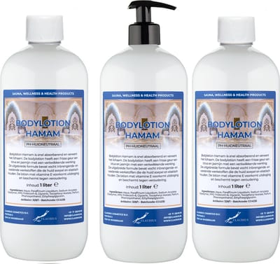 Bodylotion Hamam 1 Liter - met gratis pomp - set van 3 stuks