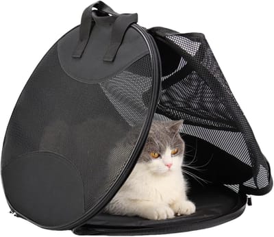 Dieren Opbergtas - Huisdier Carrier - Comfortabel Transport - Ademend Mesh Design - 49x40x11 cm - Zwart
