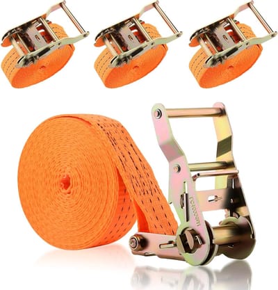 Lashing Straps met Ratchet en Haken, 2 Stuks, 35 mm, Weerbestendig en Duurzaam, Set van 4 voor Transport en Bevestiging