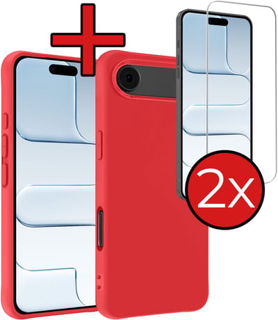 Hoesje - Met 2x Screenprotector - Geschikt voor Apple iPhone Air - Sterk & Shockproof - Telefoon Hoes - Back Cover - Siliconen Case - Telefoonhoes - Rood