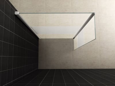 Wiesbaden Zijpaneel 35 x 200 cm met hoekprofiel voor inloopdouche chroom met 10 mm NANO ged.matglas