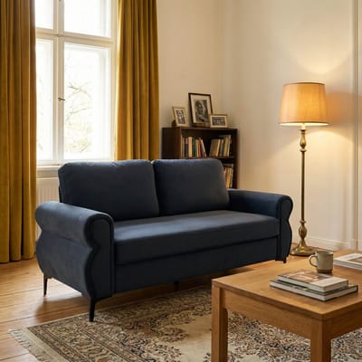 REDOM - Bank - 2-zits sofa - Demontabel en ergonomische zithoogte - Voor appartement of kleinere woonkamer - Stof, metaal en hout - Donkergrijs - 173,5 x 81 x 92 cm