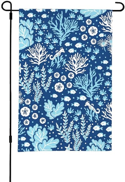 Tuinvlag Zeegras - Decoratieve Vlag - Buiten Decoratie - Dubbelzijdig Bedrukt - 30x45cm - Groen Blauw