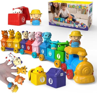 Treinspeelgoed Educatief - Leertrein Sorteerspel - Cognitieve Ontwikkeling - Kleur en Tel Matching - 25.5 x 24 x 9 cm