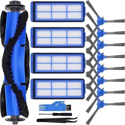 Accessoireset geschikt voor Eufy Robovac 11S Max, Robovac 15C Max, Robovac 30C Max, G20, G30, G30 Edge, G10 hybride robotstofzuiger, vervangingsdeel 1 hoofdborstel, 8 zijborstels, 4 filters