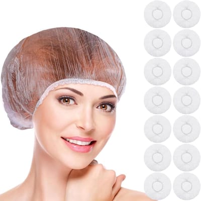 Allecto Plus - Wegwerp Douche Caps 100 stuks voor Dames - Plastic Douche Hoed Groot Elastisch Haarnet voor Thuis Gebruik Hotel Spa en Kapsalon (Transparant)