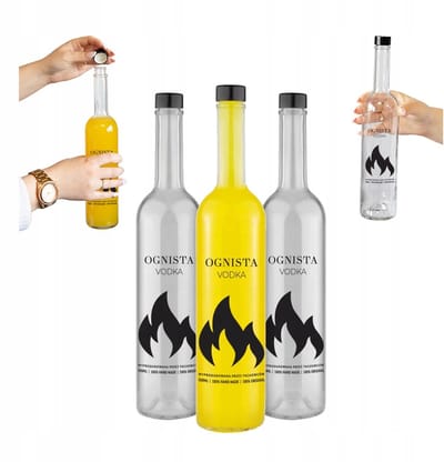Bimberek - Futura Serie - Glazen Flessen - 500ml - Zwarte Dop - Ognista Vodka