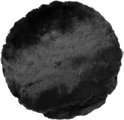 Dutch Decor - ZAYA - sierkussen Ø45 cm rond - bontlook - effen kleur - Raven - zwart