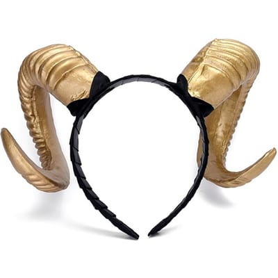 Halloween Ramshoorns Hoofdband Haarband Cosplay Festival Hoofddeksel Kerst Masquerade Feest Hoofddeksel beige