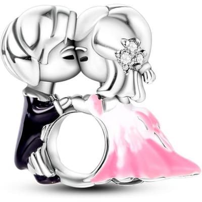 Charme Authentique Plaqué Cuivre Le Marié Et La Mariée S'embrassent La Perle S'adapte Bracelet Pour Femmes Bijoux Pour Femmes Fabrication Artisanale DoItYourself white