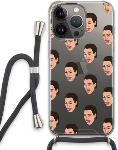 Case Company® - Hoesje met koord geschikt voor iPhone 13 Pro hoesje met Koord - Ugly Cry Call - Telefoonhoesje met Zwart Koord - Bescherming aan alle Kanten en Over de Schermrand