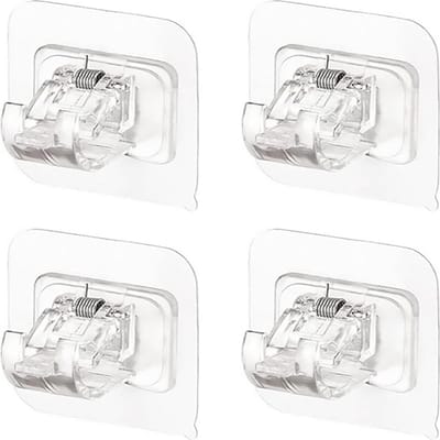 Gordijnroedehouder - 4 stuks - Gordijnroedehaken - transparant - plastic - zelfklevende - zonder boren - voor stangen met een diameter van minder dan 2.2 cm - Voor Gordijn of Kast