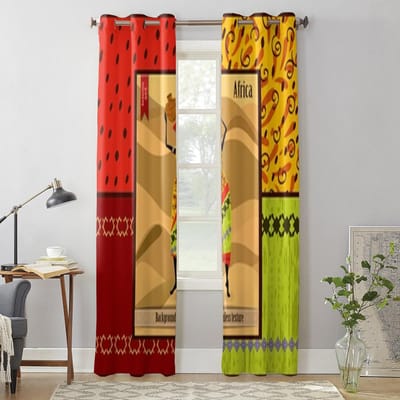Afrikaanse Vrouw Raambekleding Voor Woonkamer Slaapkamer Luxe Moderne Keuken Gordijnen Stof Gordijnen 135W x 60H(cm) x1