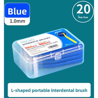 20 Pièces/set Brossettes interdentaires Brossettes en forme de L pour espaces dentaires Brossettes pour le nettoyage des espaces interdentaires bleu