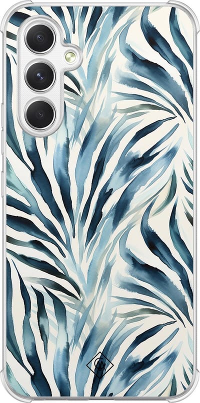 Casimoda® hoesje - Geschikt voor Samsung Galaxy A15 - Japandi Waves - Shockproof case - Extra sterk - TPU/polycarbonaat - Blauw, Transparant