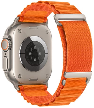 Nylon bandje - geschikt voor Apple Watch 1/2/3/4/5/6/7/8/9/SE (2) met maat 38 mm / 40 mm / 41 mm en Watch 10 (42 mm) - loop bandje met dubbele gesp - oranje