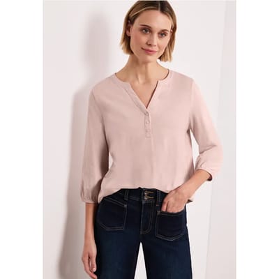 Shirt met 3/4-mouwen, split neck en knopen