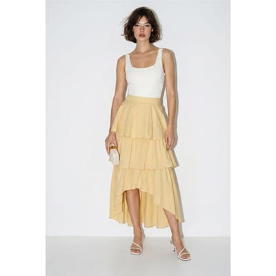 Hoog Taille Katoenen Poplin Midi Rok
