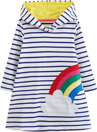 Hooded Jurk voor Meisjes van Katoen met Lange Mouwen - Casual Sweater voor Lente, Herfst en Winter voor Kinderen van 2-7 Jaar