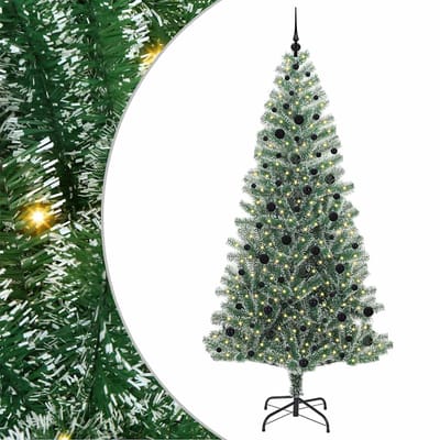 vidaXL - Kunstkerstboom - Sneeuw - Gevlokt - met - LED - Licht - Groen - en - Wit - 240 - cm