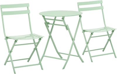 Balkonset 2 personen - Tuinset - Bistroset - Groen - Weerbestendig - 3 delig - Tuintafel en 2 stoelen - 2 personen - Gecoat staal - Onderhoudsvrij staal
