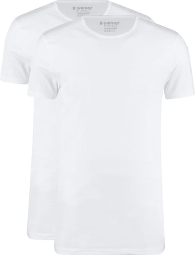 Garage 0221- Bio-Cotton Bodyfit 2-pack T-shirt ronde hals korte mouw wit 3XL 95% organisch katoen 5% elastan