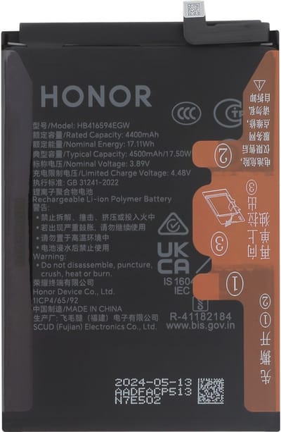 Honor, Originele Batterij voor Smartphone Honor X8a / 90 Lite 4500mAh 3.85V Li-polymeer, Zwart