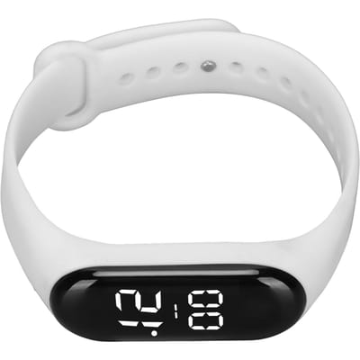 Montre électronique à écran tactile LED, bracelet en caoutchouc, montre-bracelet de sport numérique pour garçons, filles et hommes white