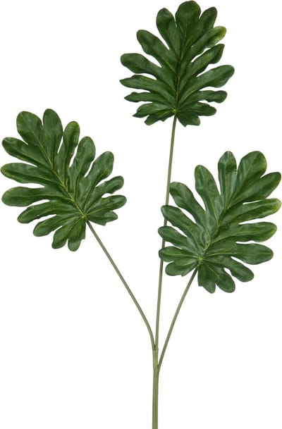J-Line decoratie tak Philodendron 3 Delig - kunststof - groen - 12 st.