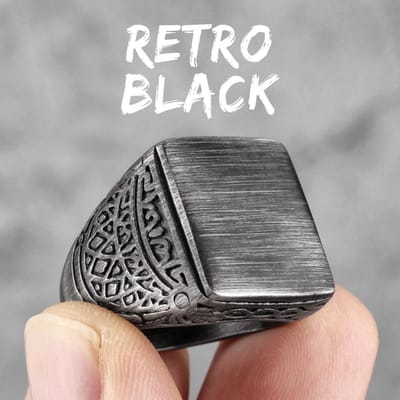 Vintage Zwart Geborsteld Patroon Roestvrij Staal Herenringen Punk Bedel Eenvoudig voor Mannelijke Vriend Sieraden Creatief Cadeau 7