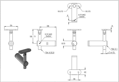 Leuninghouder met scharnier - Trapleuning bevestiging - Trappen monteren - Vlakke aansluiting - 80 mm wandafstand - Zilverkleurig