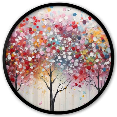 Poster in lijst Rond - Fotolijst 40x40 cm - Posters - Kunst - Bomen - Natuur - Acryl - Ronde posterlijst zwart - Decoratie - Wanddecoratie woonkamer - Muurdecoratie slaapkamer