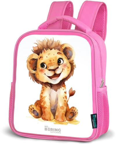 NoBoringSuitcases.com® - Rugzak roze - Schooltas meisjes - Baby leeuw - Kinder rugtas meisje - Boekentas kind - Kinderrugzak voor school - Schoolrugzak