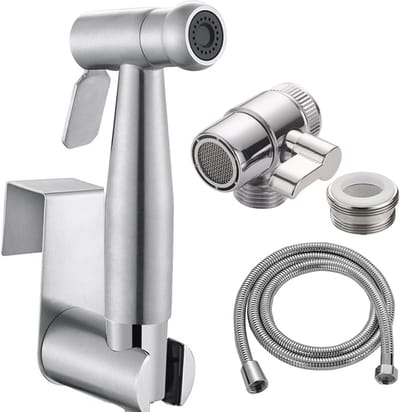 Bidet Douche Set - Handdouche voor Toiletdouche met 3-weg Ventiel, 1,5 m Slang en Houder voor Keuken en Badkamer