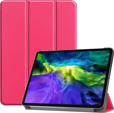 Hoesje - Geschikt voor Apple iPad Pro (2020) - 11 inch - Dun & Stevig - Hardcover Book Case - Trifold Bookcase Hoes - Hard Cover - Tablethoes - Donkerroze