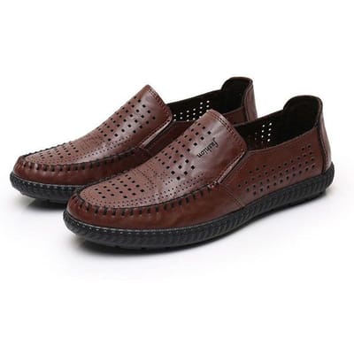 WTEMPO Ademend Uitgehold Enkele Schoen Antislip Heren Casual Professioneel en Formeel Zachte Zool Platte Hak Zacht Leer Schoenen Dropshipping Groothandel 39 bruin