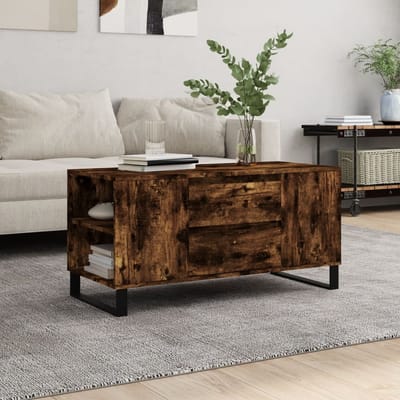vidaXL - Salontafel - 102x44,5x50 - cm - bewerkt - hout - gerookt - eikenkleurig