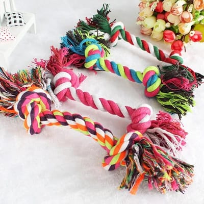 Hondenspeelgoed Huisdier Molaire Slijtvast Katoenen Touw Knoop Voor Kleine Hond Puppy Verlichten Verstopte Mond Schoonmaken Tanden Huisdier Kauwspeelgoed Willekeurige Kleur Decor 17cm random color